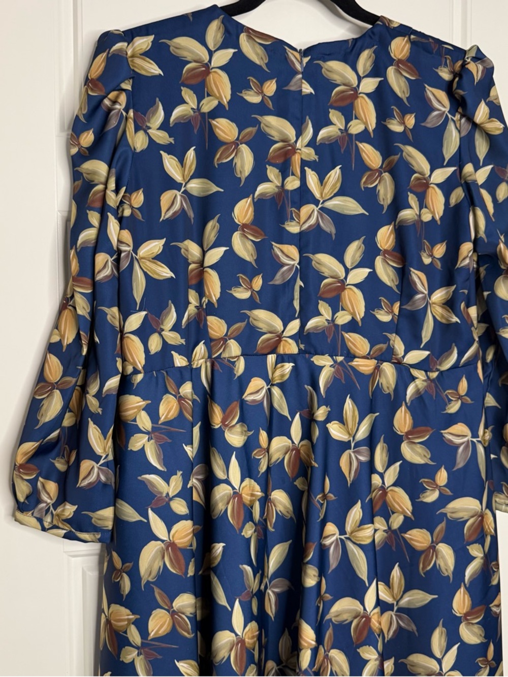Vintage‎ Handmade Blue Floral Midi Dress Peter Pan Collar Storybook Feel Small